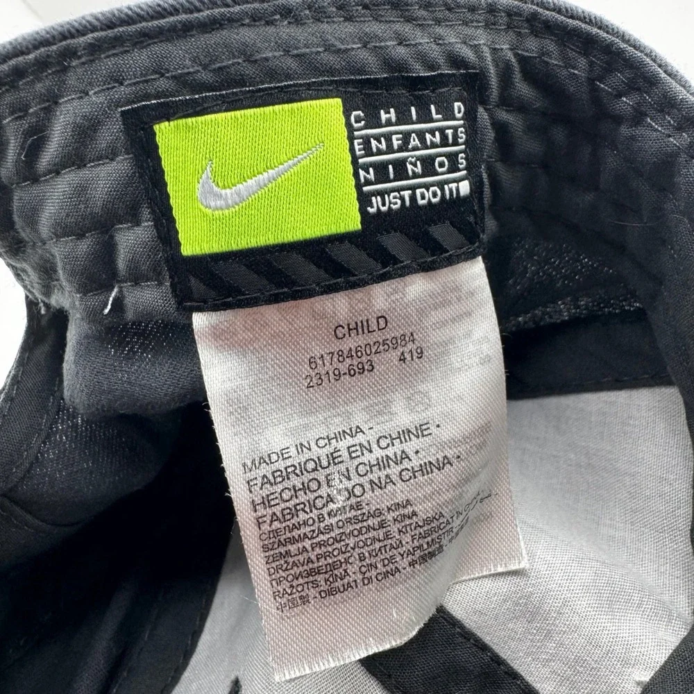 Nike Heritage86 Baseball Cap Child One Size Black Good Embroidered Swoosh Hat
